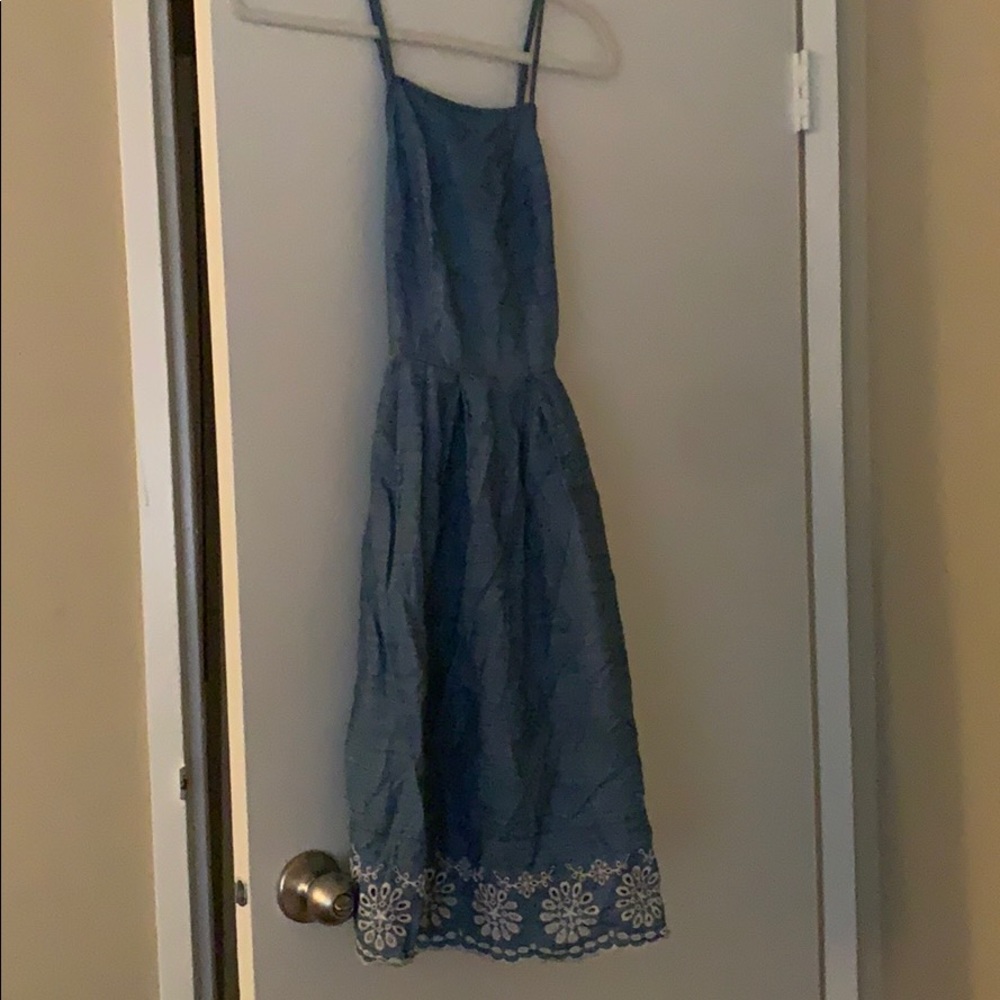 Cross back jean dress
